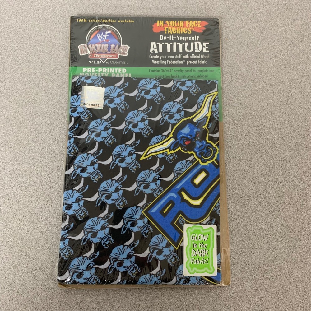 Vintage WWF WWE Stone Cold Steve Austin The Rock Wrestling Fabric NEW Glows